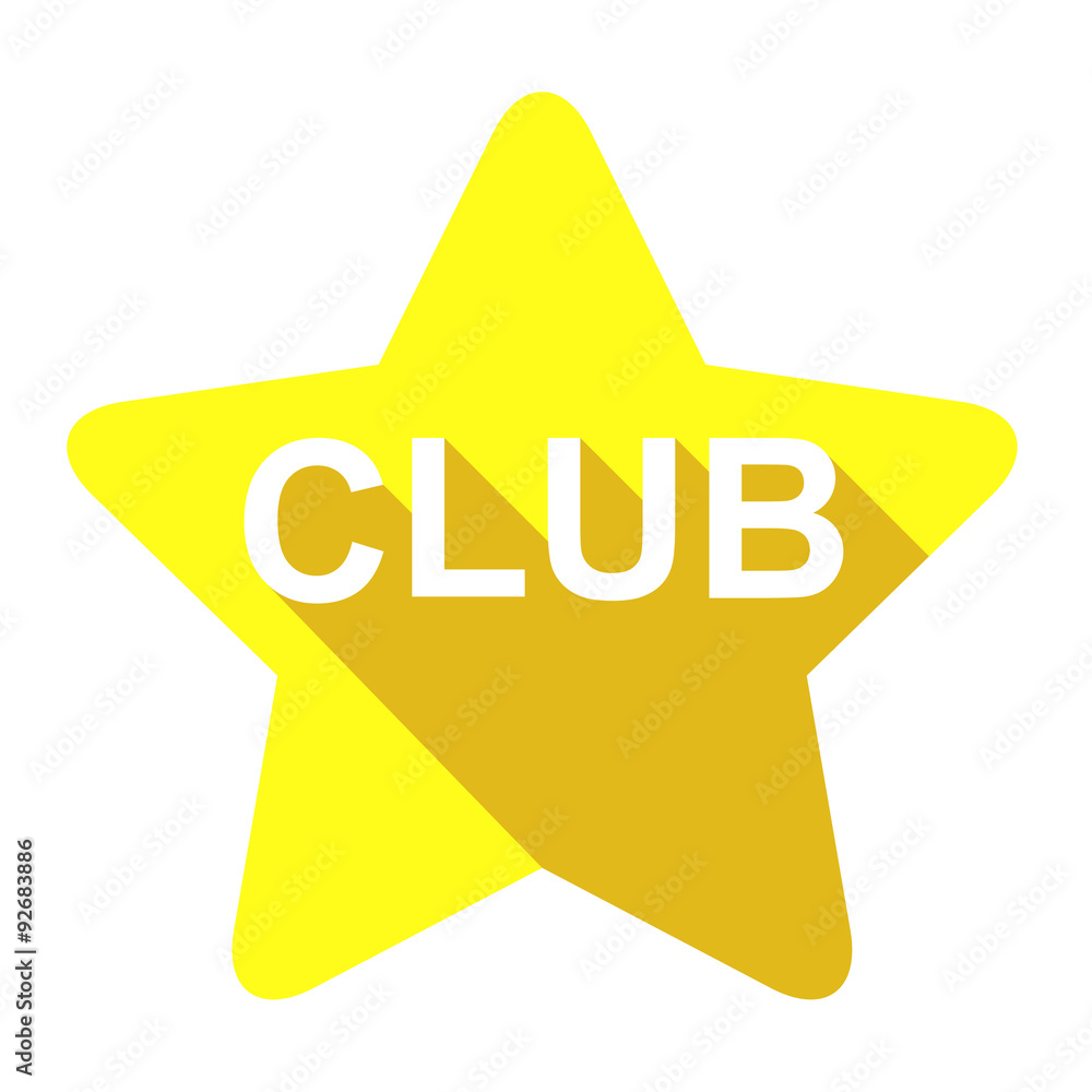 Icono plano estrella texto CLUB sombra amarillo Icono plano estrella texto CLUB sombra amarillo