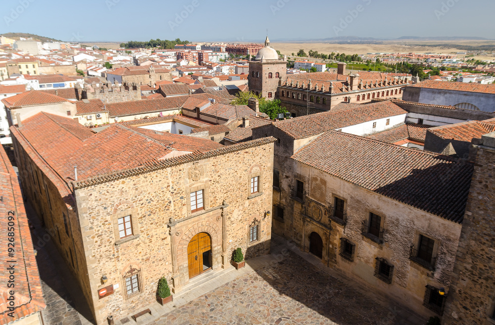 Saint Mary's Square in Caceres, Spain