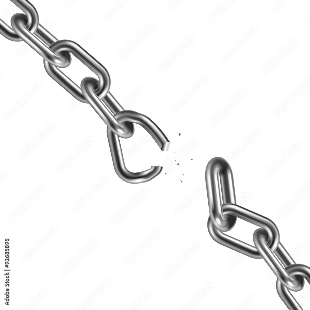Obraz premium Metal broken chain 3D. Freedom concept. Vector illustration.