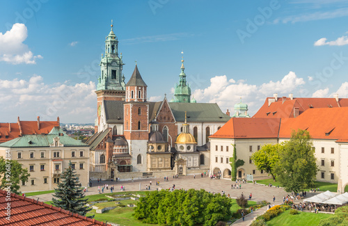 Wawel Castle and Wawel cathedral seen from the Sandomierska tower on sunny afternoon photo