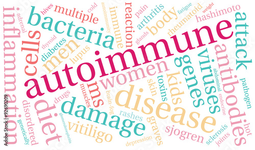 Autoimmune word cloud on a white background. 