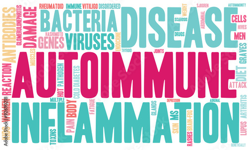 Autoimmune word cloud on a white background. 