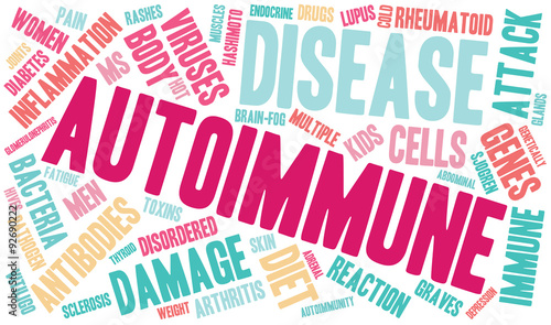 Autoimmune word cloud on a white background. 
