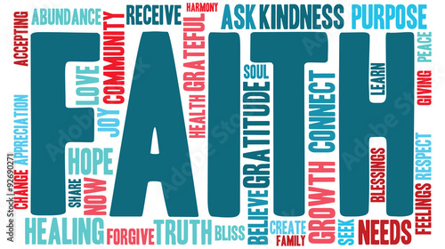 Faith Word Cloud On a White Background. 