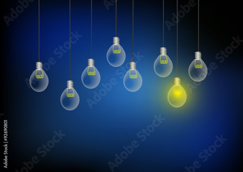 Vector : Light bulbs on blue background