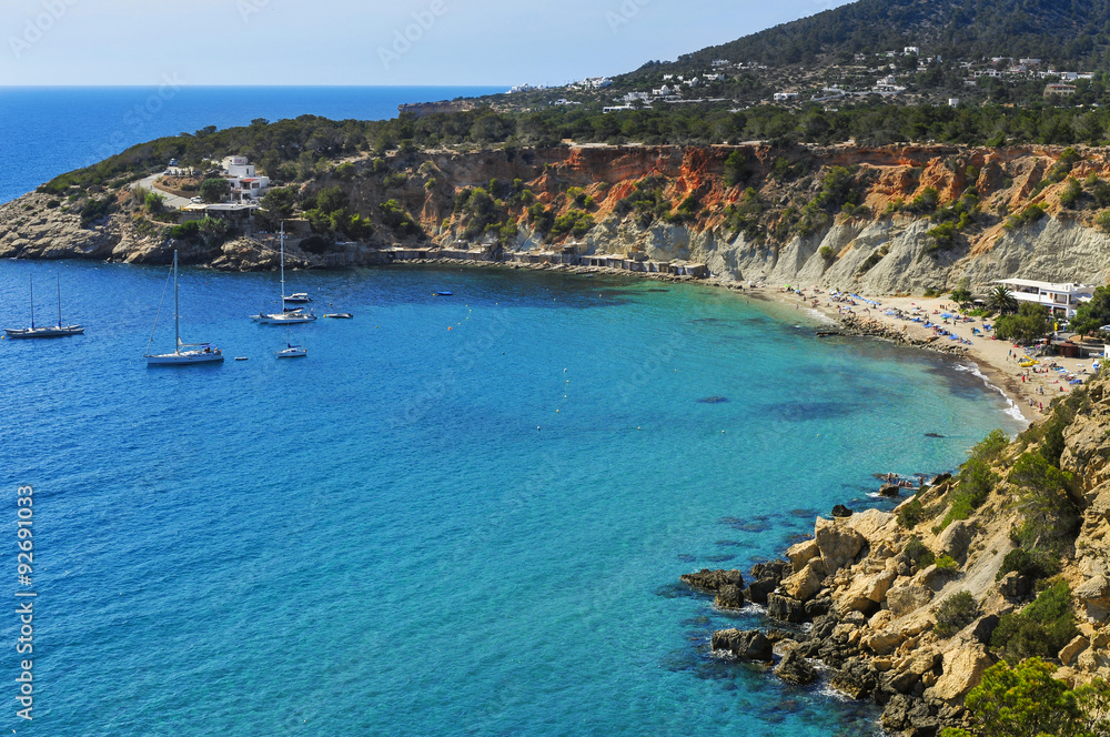Cala de Hort cove in Ibiza Island, Spain