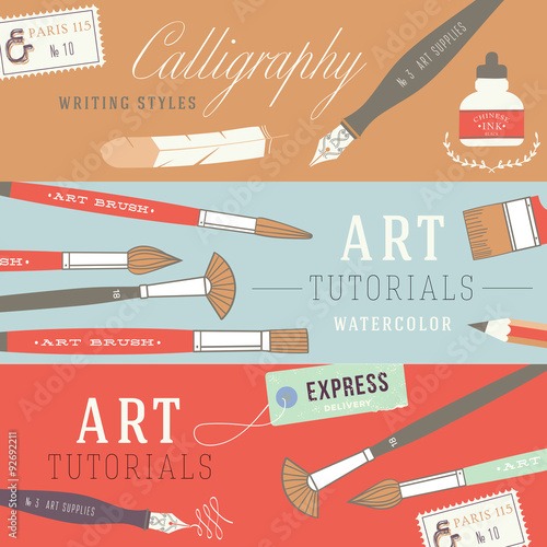 Flat design concepts for art courses