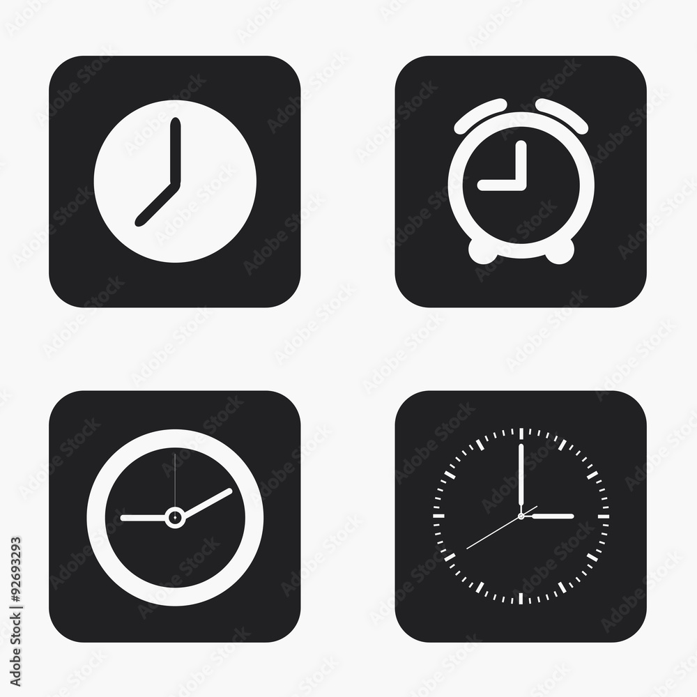 Vector modern clock icons set Vector modern clock icons set