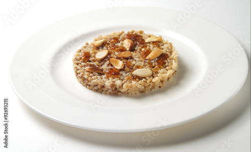 Sweet Rice with Almonds and fruit Jam