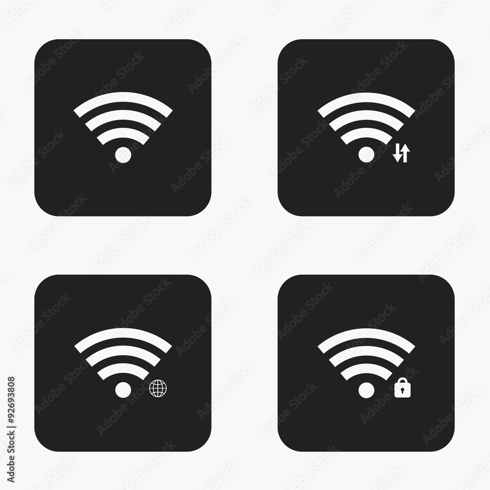 Vector modern wi fi icons set Vector modern wi fi icons set