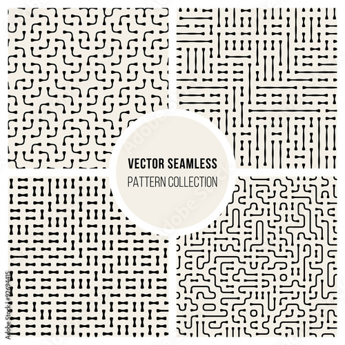 Vector Seamless BW Lines Geometric Pattern Collection