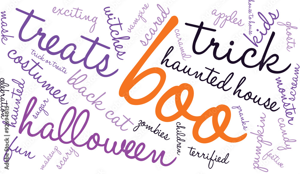 Boo Halloween Word Cloud On a White Background. 