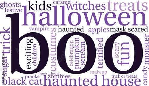 Boo Halloween Word Cloud On a White Background. 