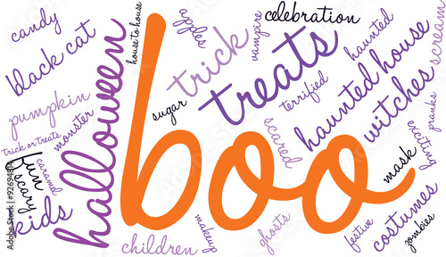 Boo Halloween Word Cloud On a White Background. 