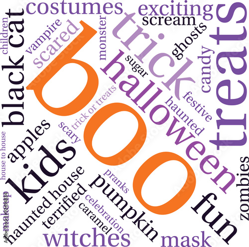 Boo Halloween Word Cloud On a White Background. 