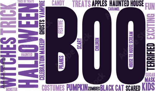 Boo Halloween Word Cloud On a White Background. 