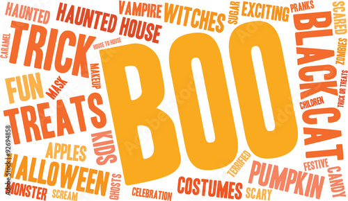Boo Halloween Word Cloud On a White Background. 