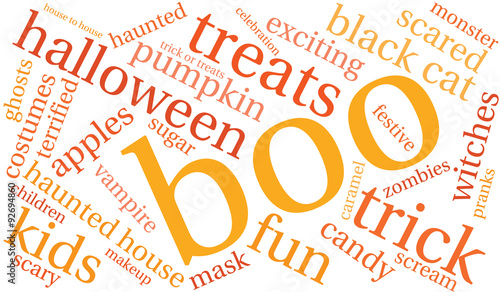 Boo Halloween Word Cloud On a White Background. 