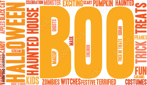 Boo Halloween Word Cloud On a White Background. 