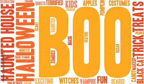 Boo Halloween Word Cloud On a White Background. 