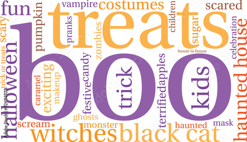 Boo Halloween Word Cloud On a White Background. 
