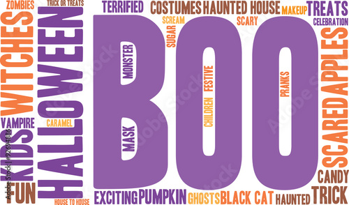 Boo Halloween Word Cloud On a White Background. 