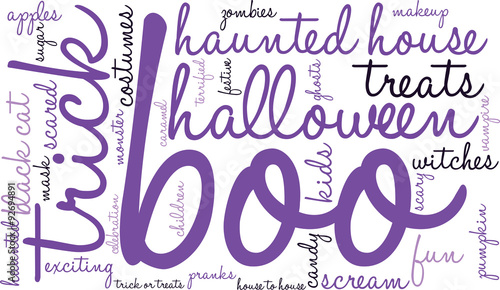 Boo Halloween Word Cloud On a White Background. 