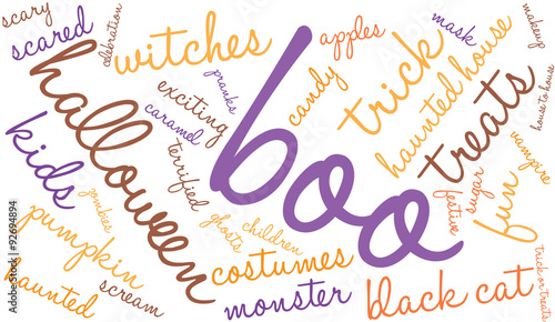 Boo Halloween Word Cloud On a White Background. 