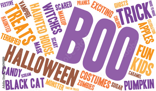 Boo Halloween Word Cloud On a White Background. 