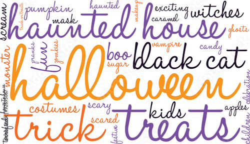 Halloween Word Cloud On a White Background. 