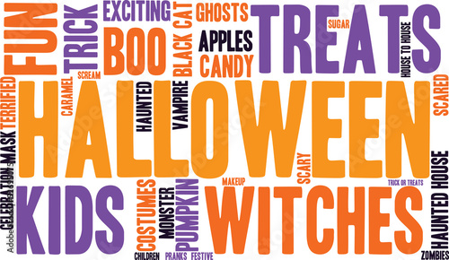 Halloween Word Cloud On a White Background. 