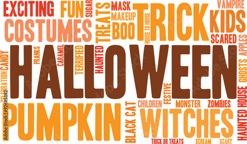 Halloween Word Cloud On a White Background. 