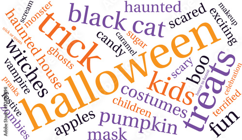 Halloween Word Cloud On a White Background. 