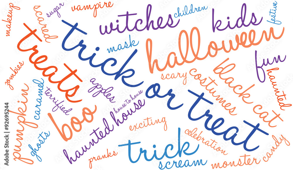Trick Or Treat Word Cloud On a White Background. Trick Or Treat Word Cloud On a White Background.