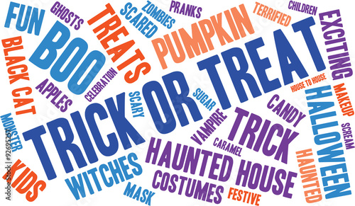 Trick Or Treat Word Cloud On a White Background. 