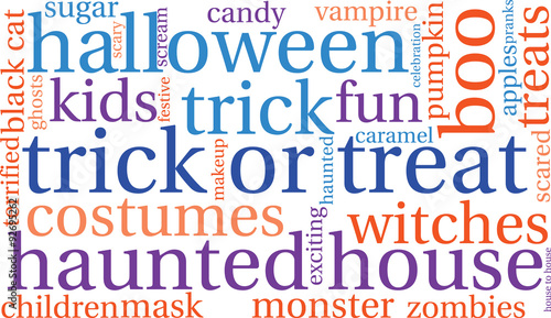 Trick Or Treat Word Cloud On a White Background. 