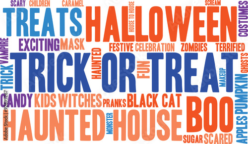 Trick Or Treat Word Cloud On a White Background. 