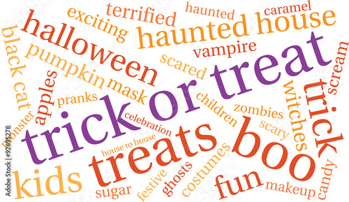 Trick Or Treat Word Cloud On a White Background. 