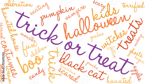 Trick Or Treat Word Cloud On a White Background. 