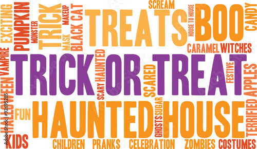 Trick Or Treat Word Cloud On a White Background. 