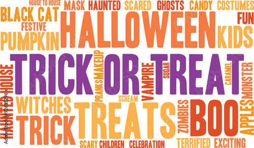 Trick Or Treat Word Cloud On a White Background. 
