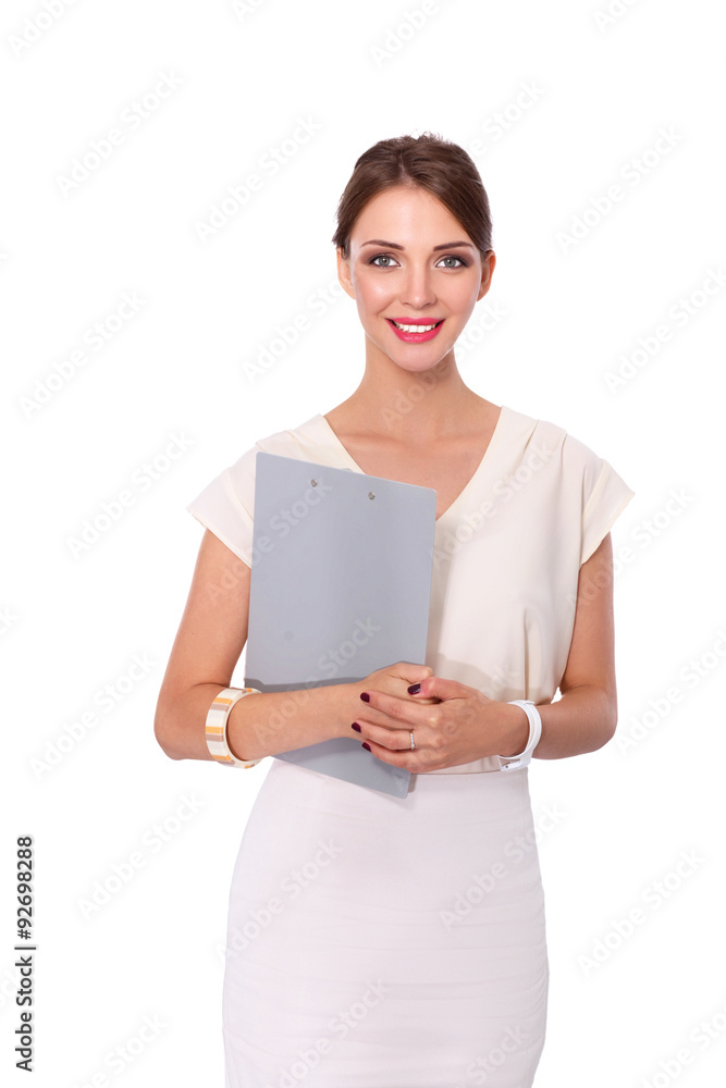 Portrait of a business woman holding folder Portrait of a business woman holding folder