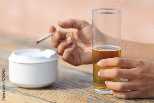 Photography Hands holding a cigarette smoking and drinking alcohol