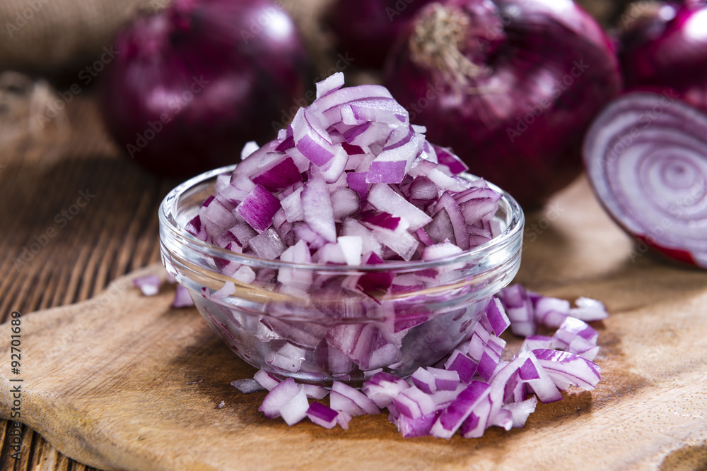 Portion of diced Red Onions Portion of diced Red Onions