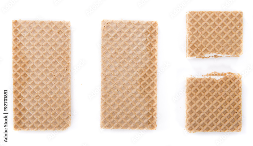 Crispy Waffles with Vanilla Cream (isolated on white) Crispy Waffles with Vanilla Cream (isolated on white)