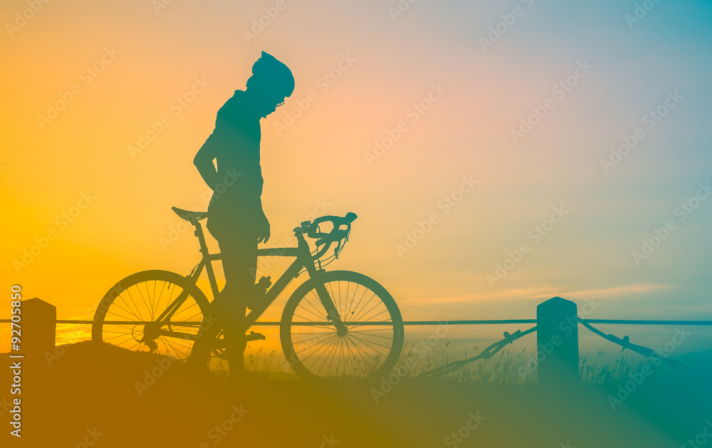 Naklejka premium man and bicycle