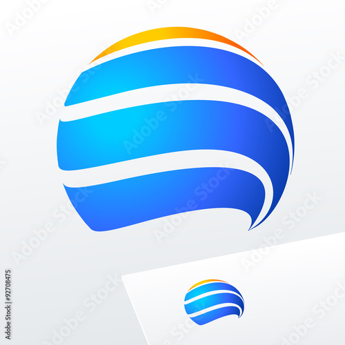 Abstract vector sign in sphere shape. Logotype for Business, Media, Tourism