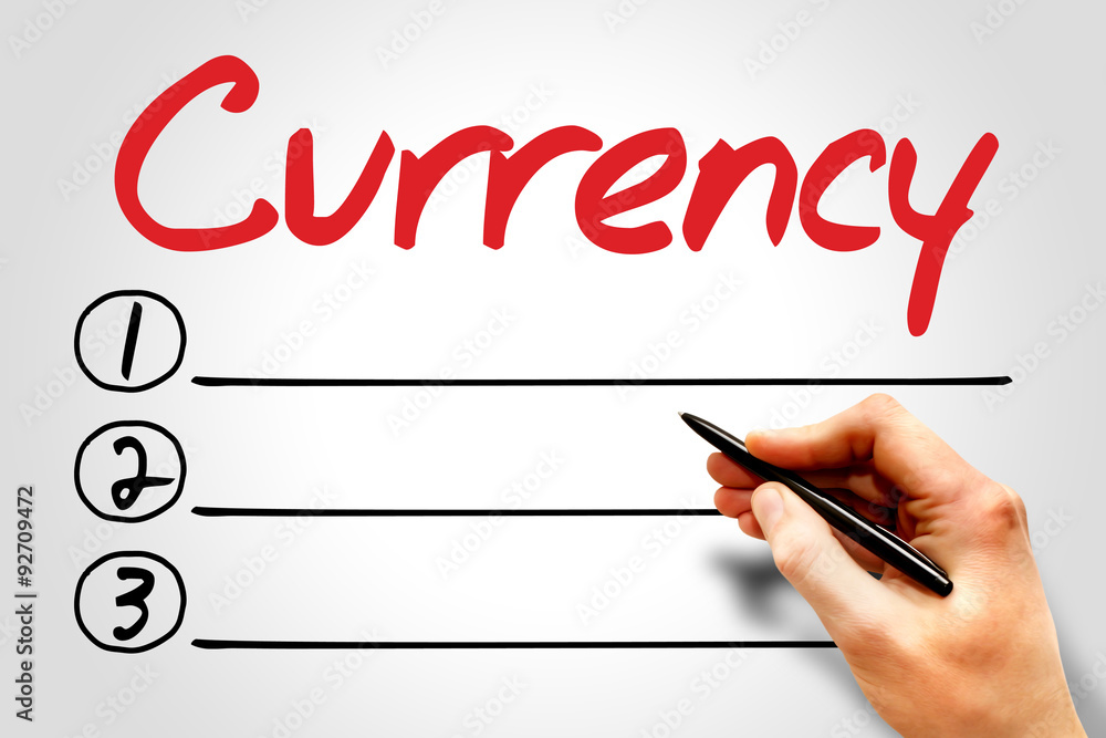 CURRENCY blank list, business concept CURRENCY blank list, business concept