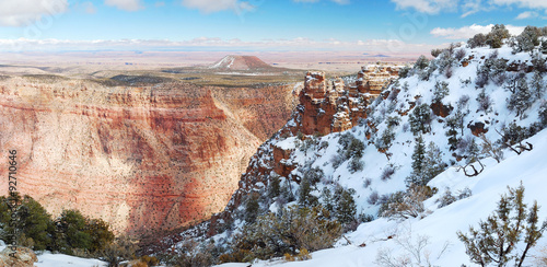 Grand Canyon panorama view in winter with snow
