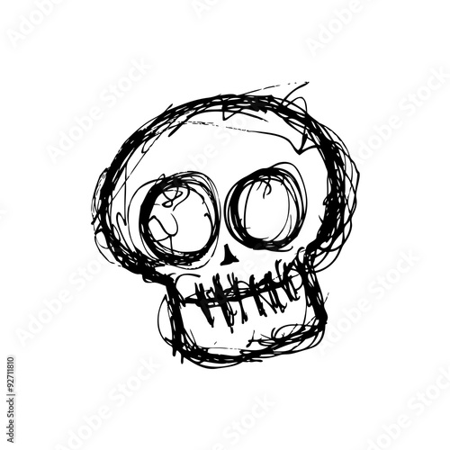 grunge skull in doodle style